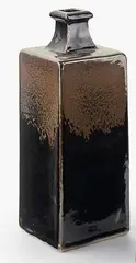 Large square section stoneware bottle vase by Len Castle, offered Feb 2018