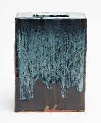 Large rectangular stoneware slab vase by Len Castle, sold Feb 2018