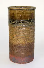 Large stoneware cylindrical brushpot by Len Castle, sold Jun 2017
