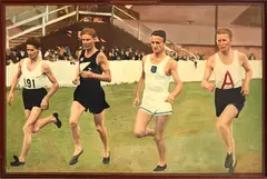 poster sized New Zealand hand coloured photograph by Jack Lovelock Given an Olympic Memorial, sold Jun 2017