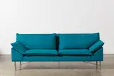 Denmark Soren Lund, 1980s brightly upholstered blue sofa