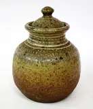 Stoneware lidded pot by Warren Tippett, sold Oct 2016