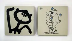 Two ceramic tiles by Ted Dutch, sold Oct 2016