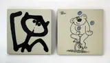 Two ceramic tiles by Ted Dutch, sold Oct 2016