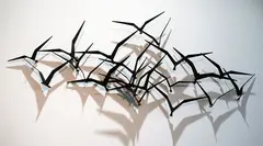 Curtis Jere for Artisan House, Brutalist blackened steel bird wall sculpture