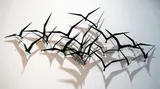 Curtis Jere for Artisan House, Brutalist blackened steel bird wall sculpture