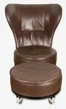 Chi Wing Lo for Giorgetti, Italian brown leather wingback chair