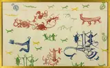 A.R.D. Fairburn, Framed and mounted hand stamped fabric