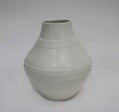 Crown Lynn, moulded ovoid white pottery vase