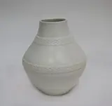 Crown Lynn, moulded ovoid white pottery vase
