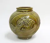 Toby Stafford, Large olive green glazed stoneware vase