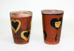 Two earthenware beakers by Gavin Chilcott and David Usher, offered Jun 2016