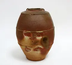 Duncan Shearer, Anagama fired barrel-shaped floor pot