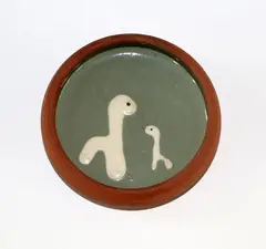 Slip trailed pin dish by Len Castle, sold Feb 2016