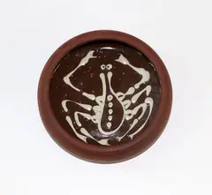 Slip trailed earthenware pin dish by Len Castle, sold Feb 2016