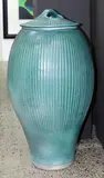 Greg Barron, Large green glazed porcelain lidded floor jar