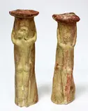 Bronwynne Cornish, A pair of hand built earthenware candlesticks