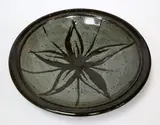 Circular stoneware tenmoku glazed dish by Mirek Smisek, sold Dec 2015