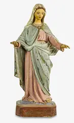 19th century polychrome painted wooden figure, of the Virgin Mary