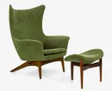 Denmark H.W Klein for Bramin, Reclining lounge chair and ottoman