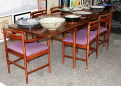dining table and six chairs by McIntosh mid-century solid rosewood, sold Sep 2015