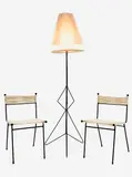 Clement Meadmore, Pair of String chairs and a rare matching String lamp