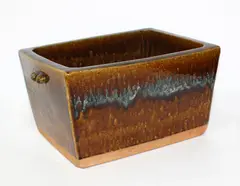 Mingei Pottery, Large stoneware storage rectangular handled jar