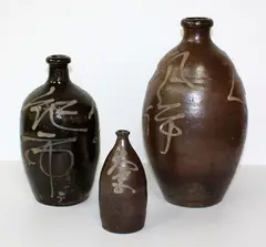 Tamba Pottery, A 19th century large stoneware sake bottle