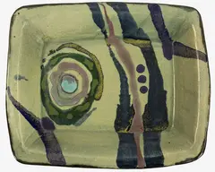 Very large rectangular stoneware platter by Doreen Blumhardt, sold Sep 2015
