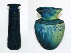 Keith Blith, Tall cylinder blue glazed stoneware vase