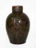 Tenmoku glazed stoneware jar by Peter Stichbury, sold Sep 2015