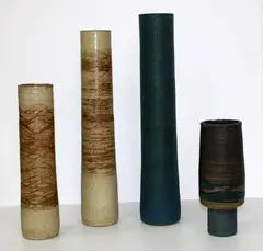 Three large cylindrical stoneware vases by Keith Blight, sold Sep 2015