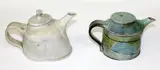 Peter Lange, Two stoneware shaped teapots