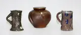 Peter Lange, Two stoneware mugs and a lidded stoneware pot