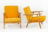 Hans Wegner for Getama, Pair of oak cigar chairs