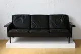 Arne Vodder for Fritz Hansen, Three seat black leather couch