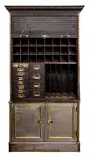 Rare industrial metal and brass two piece cabinet by Art Metal Company, offered Oct 2014