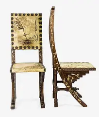 Carlo Bugatti, A rare pair of Orientalism salon chairs