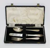 Sterling silver three piece christening set, Sheffield 1941