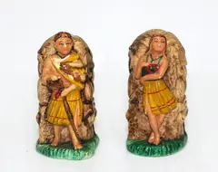 Manor ware, Maori folk art composite cast salt and pepper castor