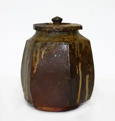 Lidded stoneware jar by Estelle Martin, sold Oct 2014