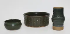 Simon Engelhard, Stoneware bowl, vase and small bowl