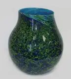 Gary Nash, A large hand blown green and mottled blue glass vase