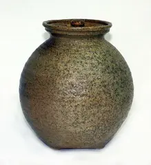 Lidded salt glazed pot by Charles Holmes, sold Mar 2014