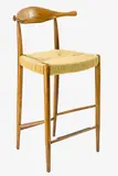 Hans Wegner [attributed], Three Danish teak and cane bar stools