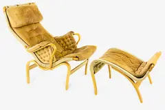 Bruno Mathsson for Dux, Vintage Pernilla armchair and footstool