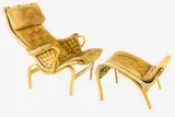 Bruno Mathsson for Dux, Vintage Pernilla armchair and footstool