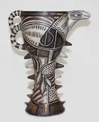 Hand painted porcelain anthropomorphic jug by Gail Weisburg, sold Oct 2013