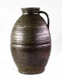 Paul Meltzer & Anne Gandy, Large stoneware salt glazed vase with applied handle