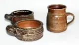 Renton Murray, Two salt glazed ramekins and a salt glazed mug